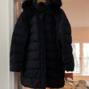 💥Lands End sz L black womens hooded winter coat💥